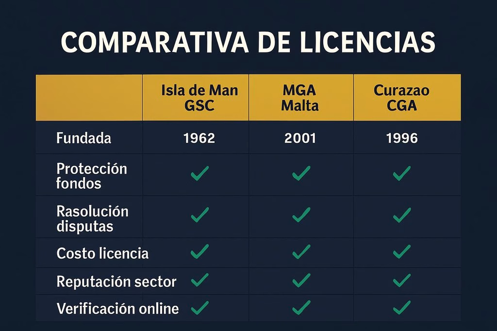 Comparativa licencias Isla de Man GSC vs MGA Malta vs Curaçao CGA